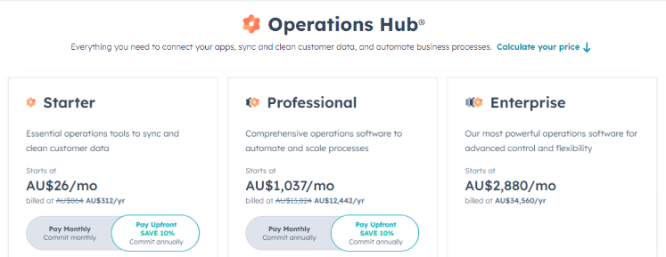 HubSpot Operations Hub Pricing Plan