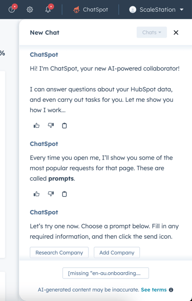 using ChatSpot for the first time